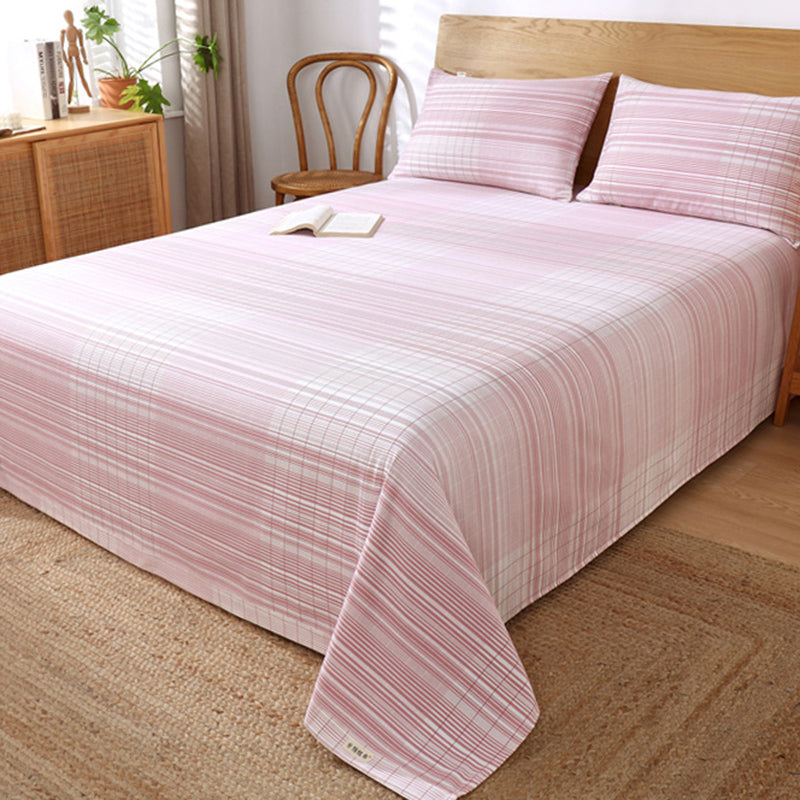 Wrinkle Resistant Sheet Color Block Non-Pilling Breathable Cotton Soft Bed Sheet Set