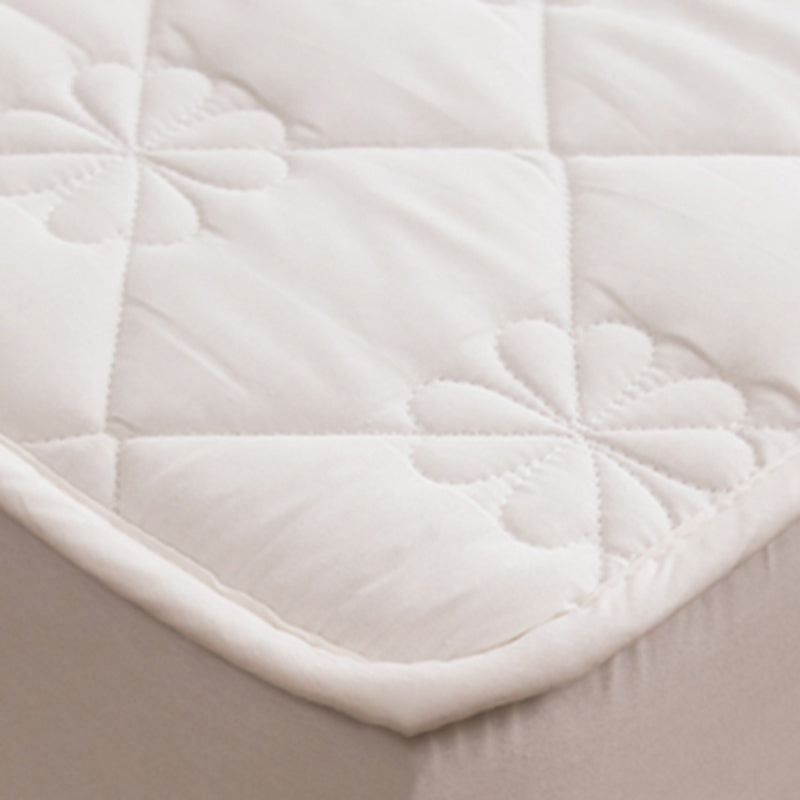 Quilted Fitted Sheet Solid Polyester Fade Resistant Non-Pilling White Fitted Sheet