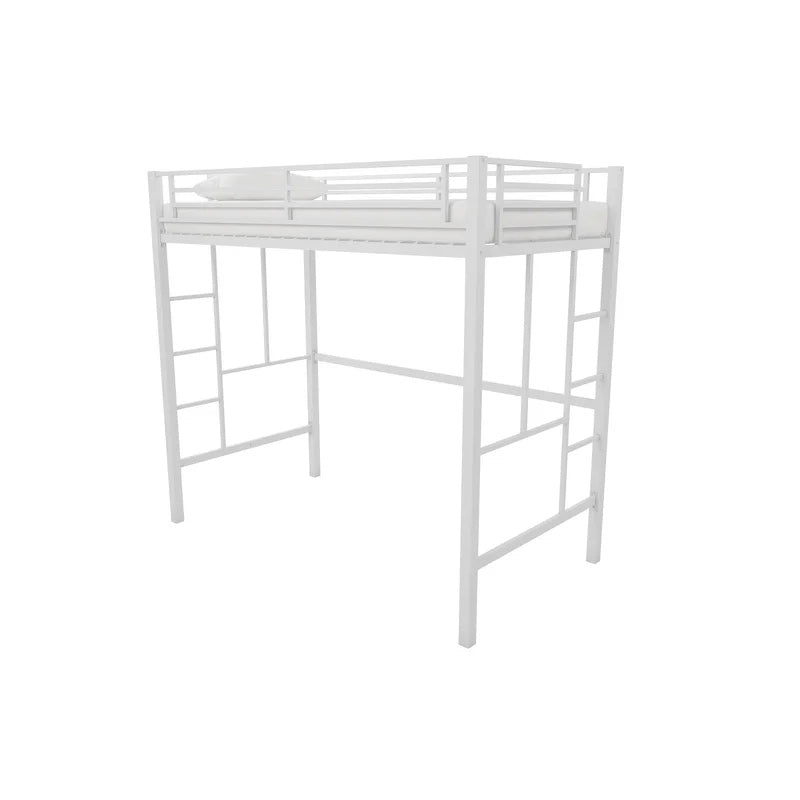 Metal Loft Bed with Built-In Ladder Scandinavian Kids Bed with Open Frame