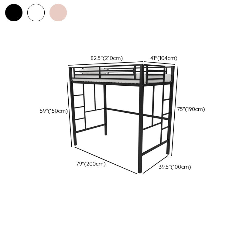Metal Loft Bed with Built-In Ladder Scandinavian Kids Bed with Open Frame