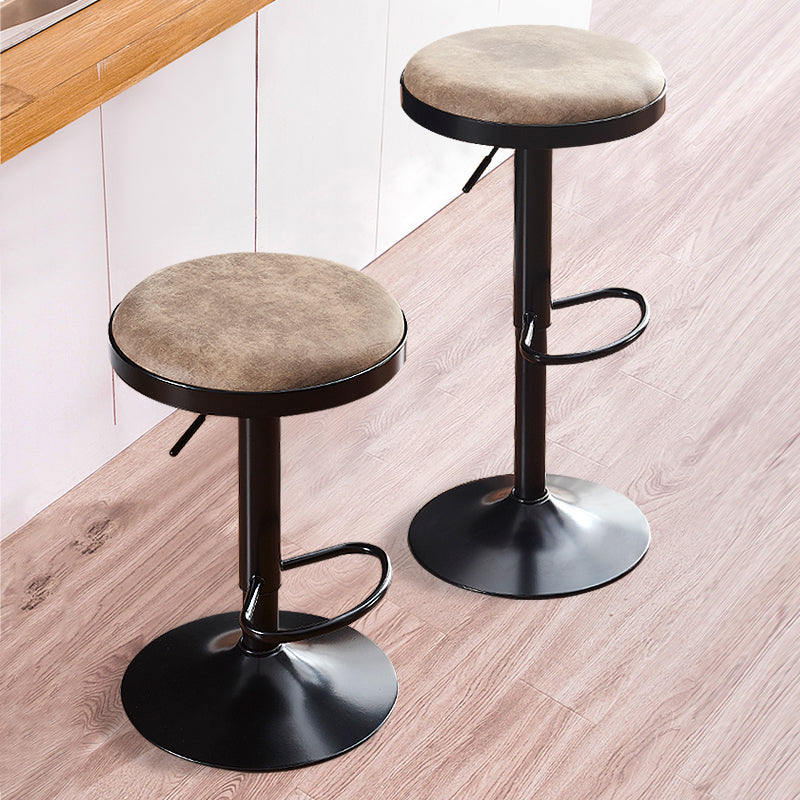 Faux Leather Barstools Adjustable Height Barstools with Footrest