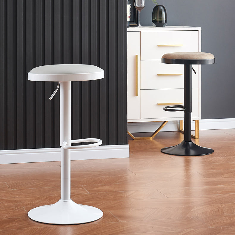 Faux Leather Barstools Adjustable Height Barstools with Footrest