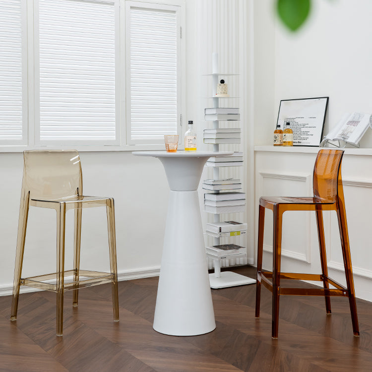 Modern Armless Backrest Counter Stool Acrylic Cashier Bar Stool with Pedal