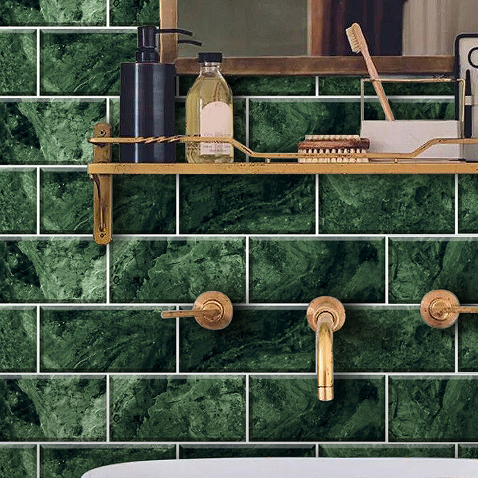 Mosaic Tile Peel and Stick Tile Pvc Backsplash Peel and Stick Wall Tile in Green