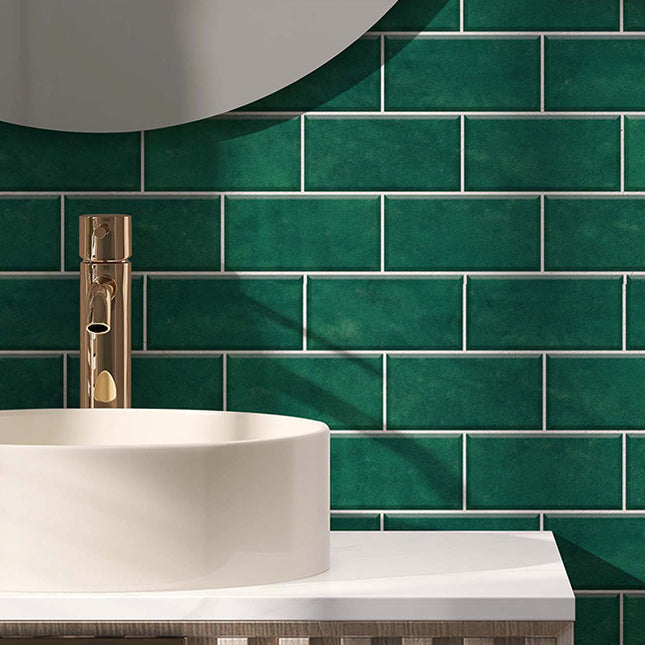 Mosaic Tile Peel and Stick Tile Pvc Backsplash Peel and Stick Wall Tile in Green