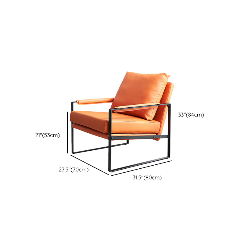 Orange Leather Lounge Chair Arms Included Chair for Living Room