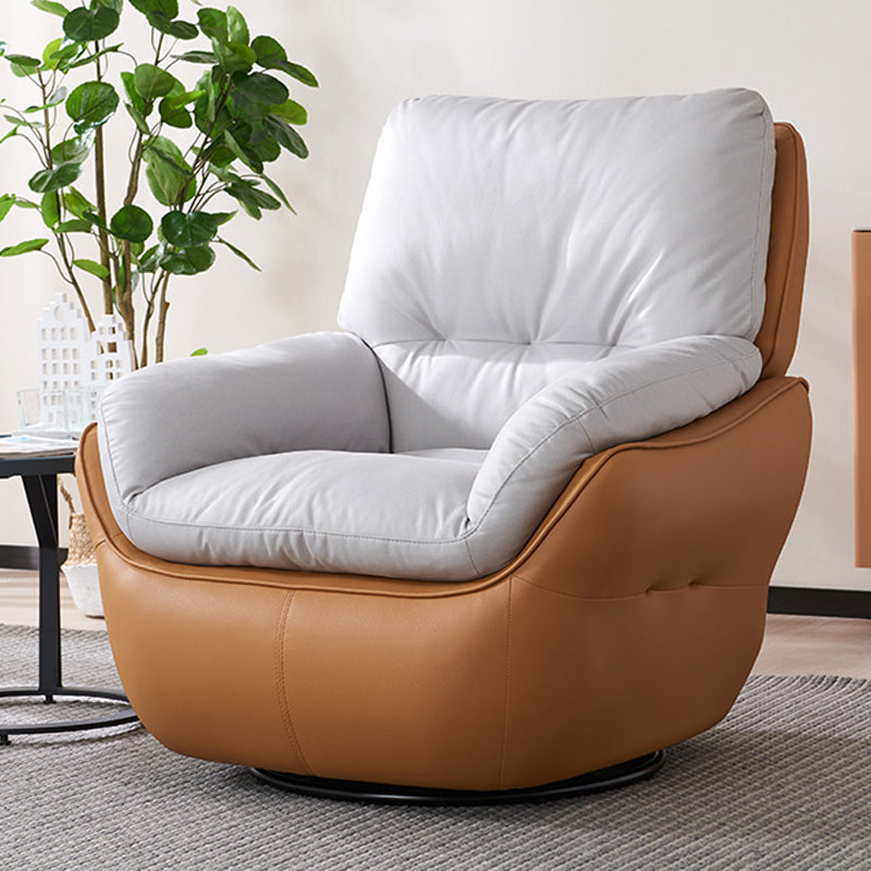 Contemporary Wingback Recliner Solid Color Metal Indoor Swivel Base Reclining