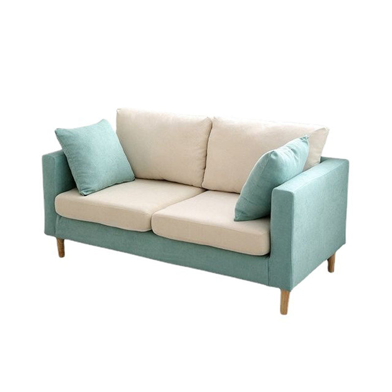 Scandinavian 24.4" Wide Pillows Back Loveseat Square Arm Convertible Sofa