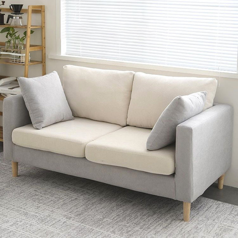 Scandinavian 24.4" Wide Pillows Back Loveseat Square Arm Convertible Sofa