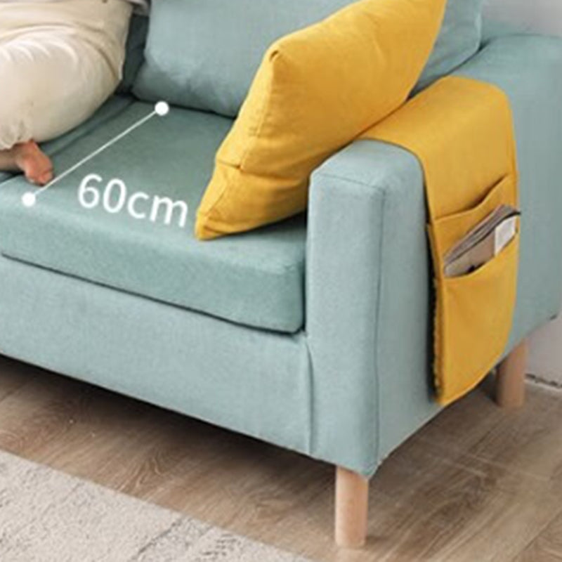 Scandinavian 24.4" Wide Pillows Back Loveseat Square Arm Convertible Sofa