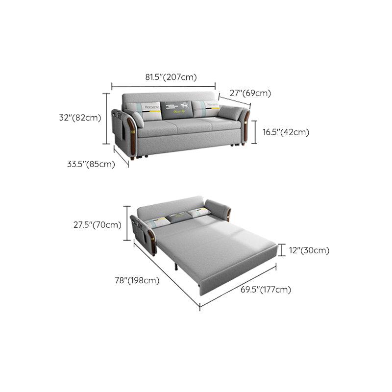 Foldable Glam Sleeper Sofa Flared Arms Convertible Sofas with Storage