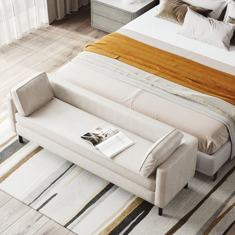 Modern Upholstered Seating Bench Rectangle Bench with Wooden Base for Bedroom