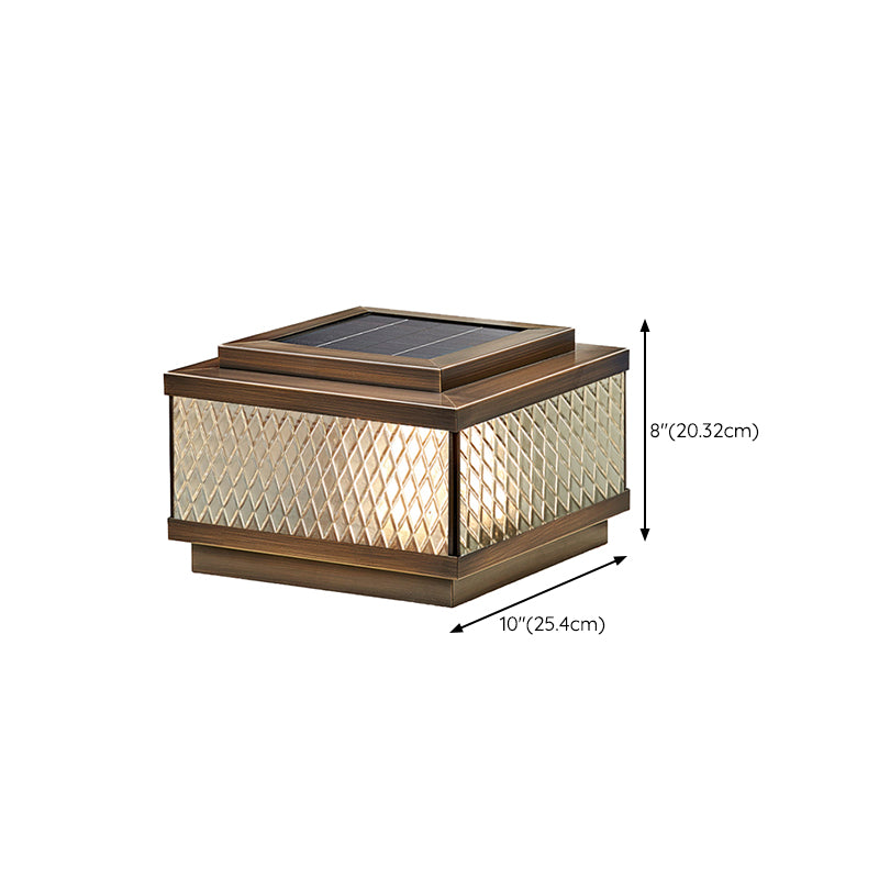 Contemporary Pillar Light Geometric LED Solar Lighting Fixture for Backyard