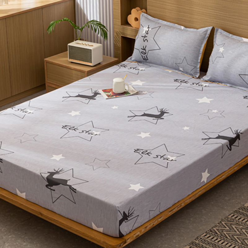 Cartoon Print Bed Sheet Set Modern Cotton Fitted Sheet for Bedroom