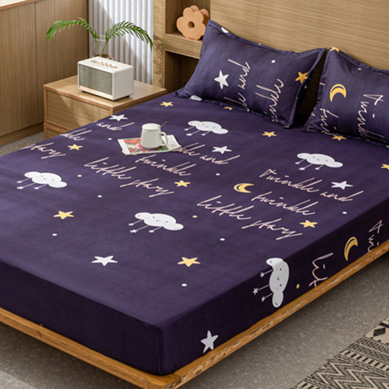 Cartoon Print Bed Sheet Set Modern Cotton Fitted Sheet for Bedroom