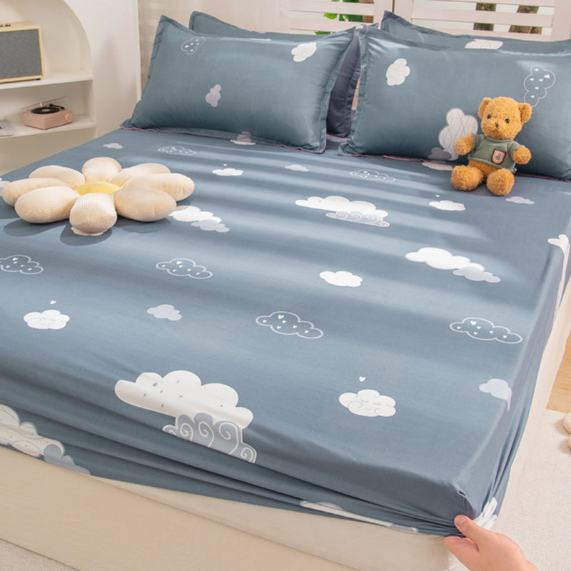 Cartoon Print Bed Sheet Set Modern Cotton Fitted Sheet for Bedroom