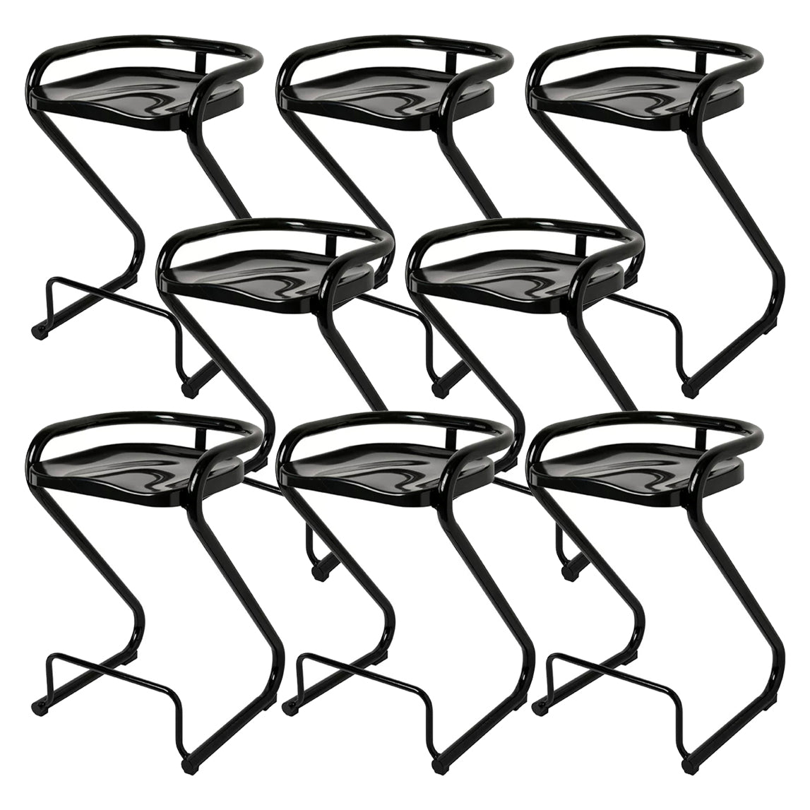 Contoured Seat Dining Stool Low Back Bar Stool with Metal Base
