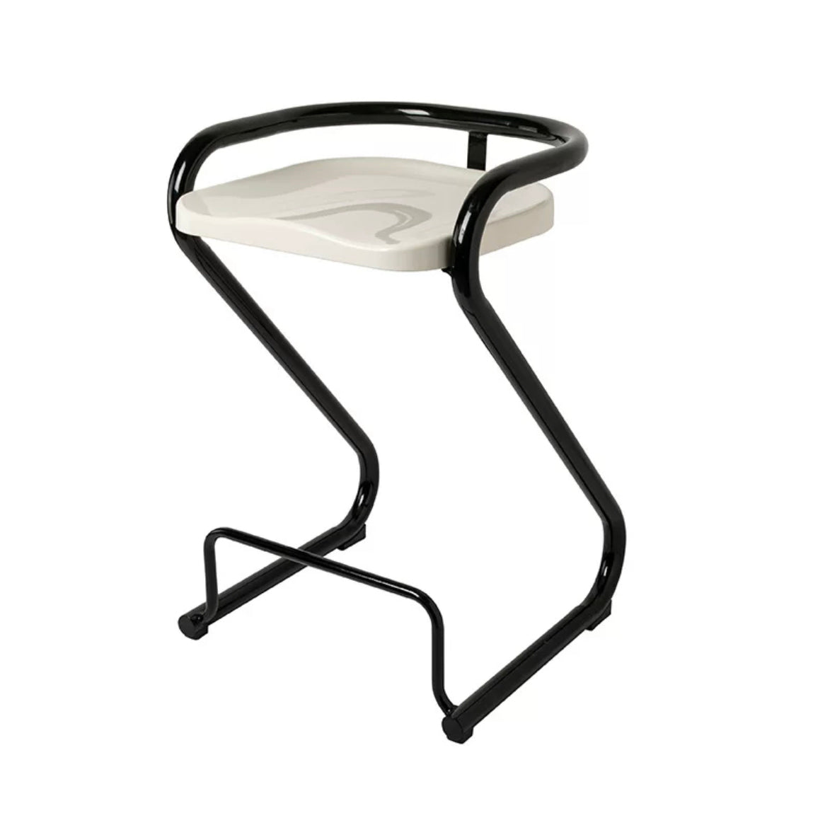 Contoured Seat Dining Stool Low Back Bar Stool with Metal Base