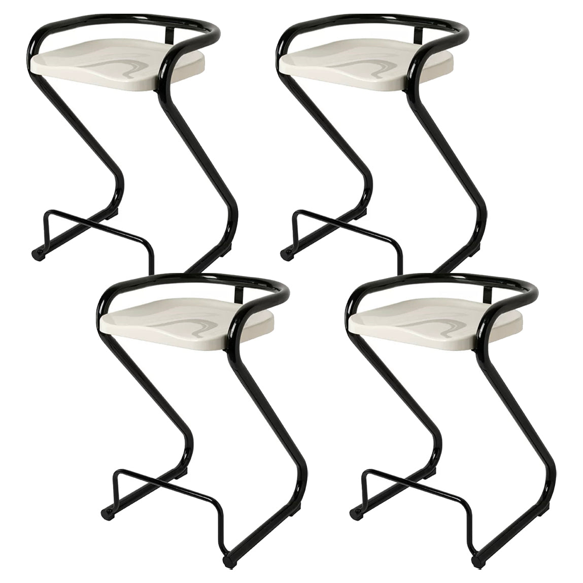 Contoured Seat Dining Stool Low Back Bar Stool with Metal Base