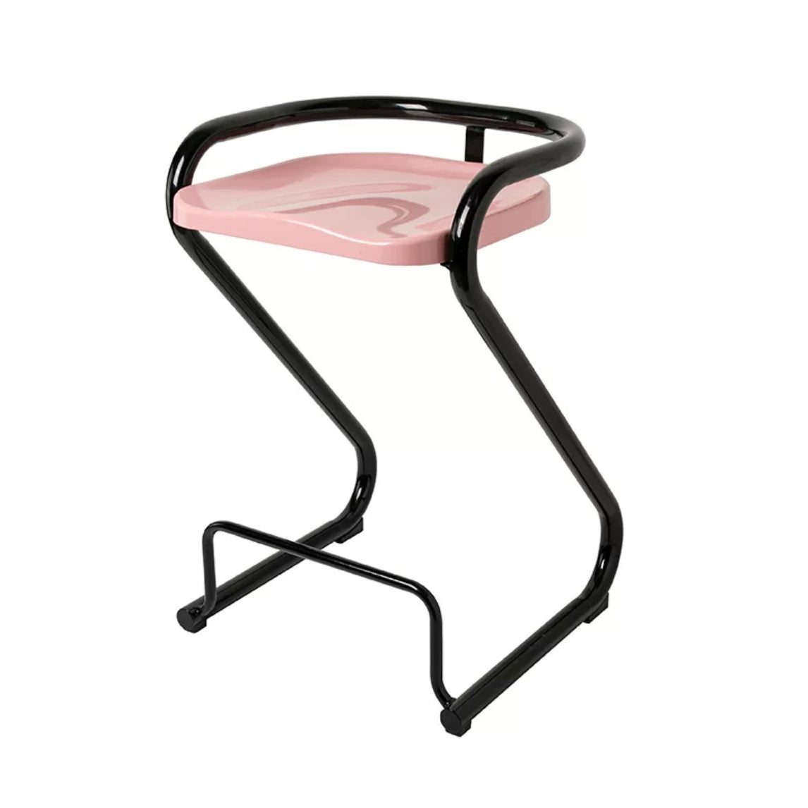 Contoured Seat Dining Stool Low Back Bar Stool with Metal Base