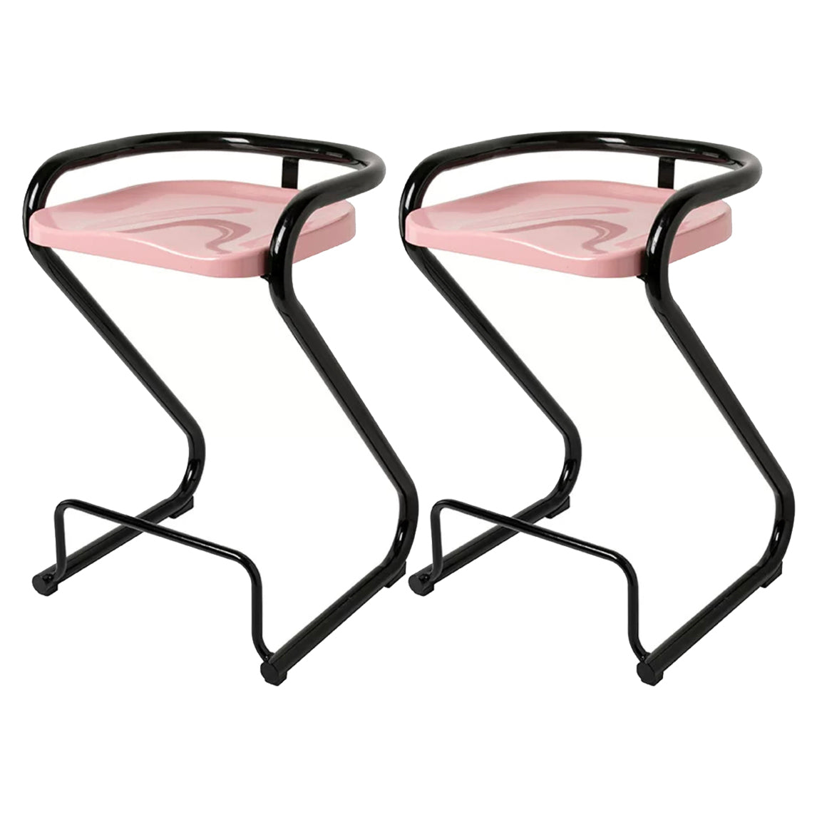 Contoured Seat Dining Stool Low Back Bar Stool with Metal Base