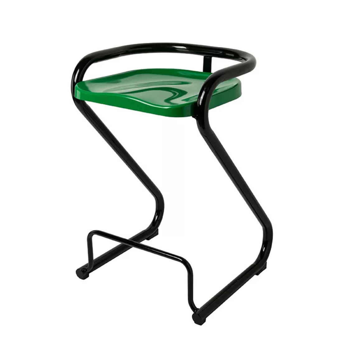 Contoured Seat Dining Stool Low Back Bar Stool with Metal Base