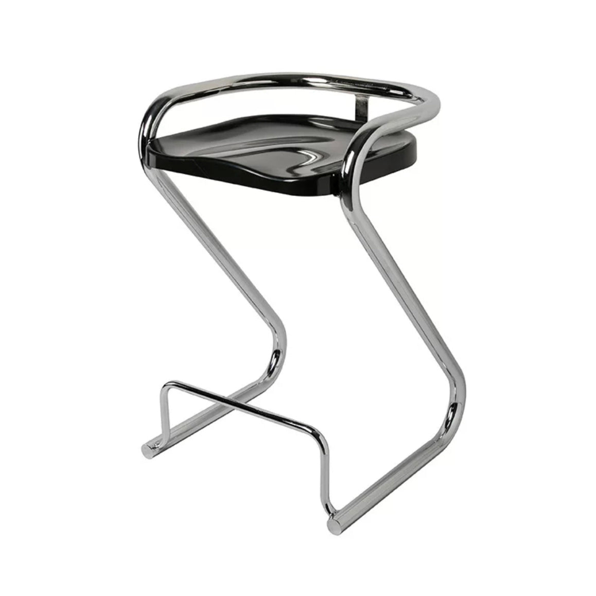 Contoured Seat Dining Stool Low Back Bar Stool with Metal Base