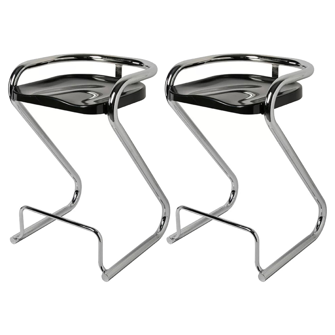 Contoured Seat Dining Stool Low Back Bar Stool with Metal Base