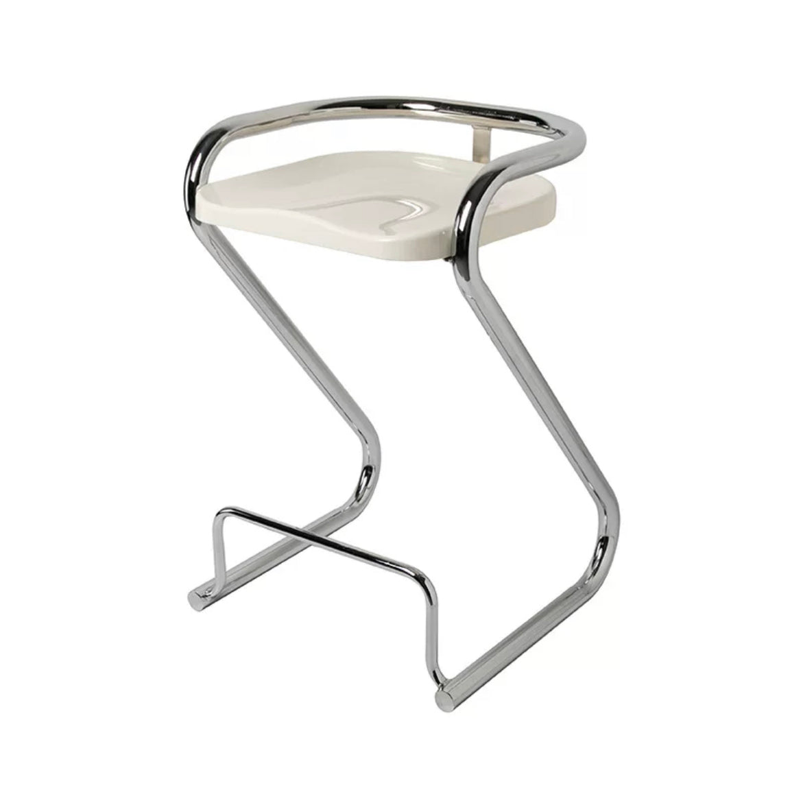 Contoured Seat Dining Stool Low Back Bar Stool with Metal Base