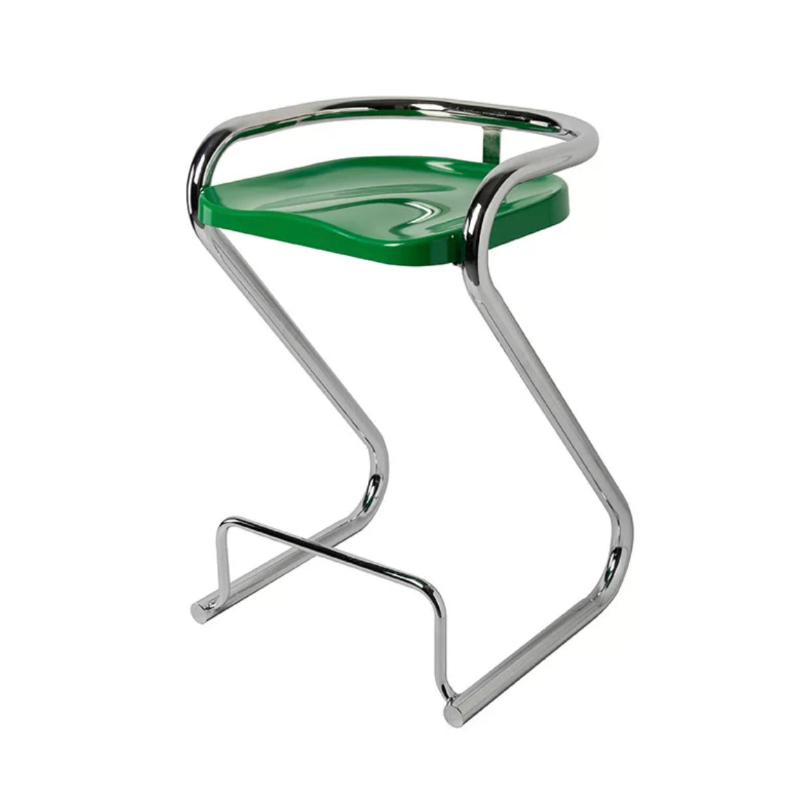 Contoured Seat Dining Stool Low Back Bar Stool with Metal Base