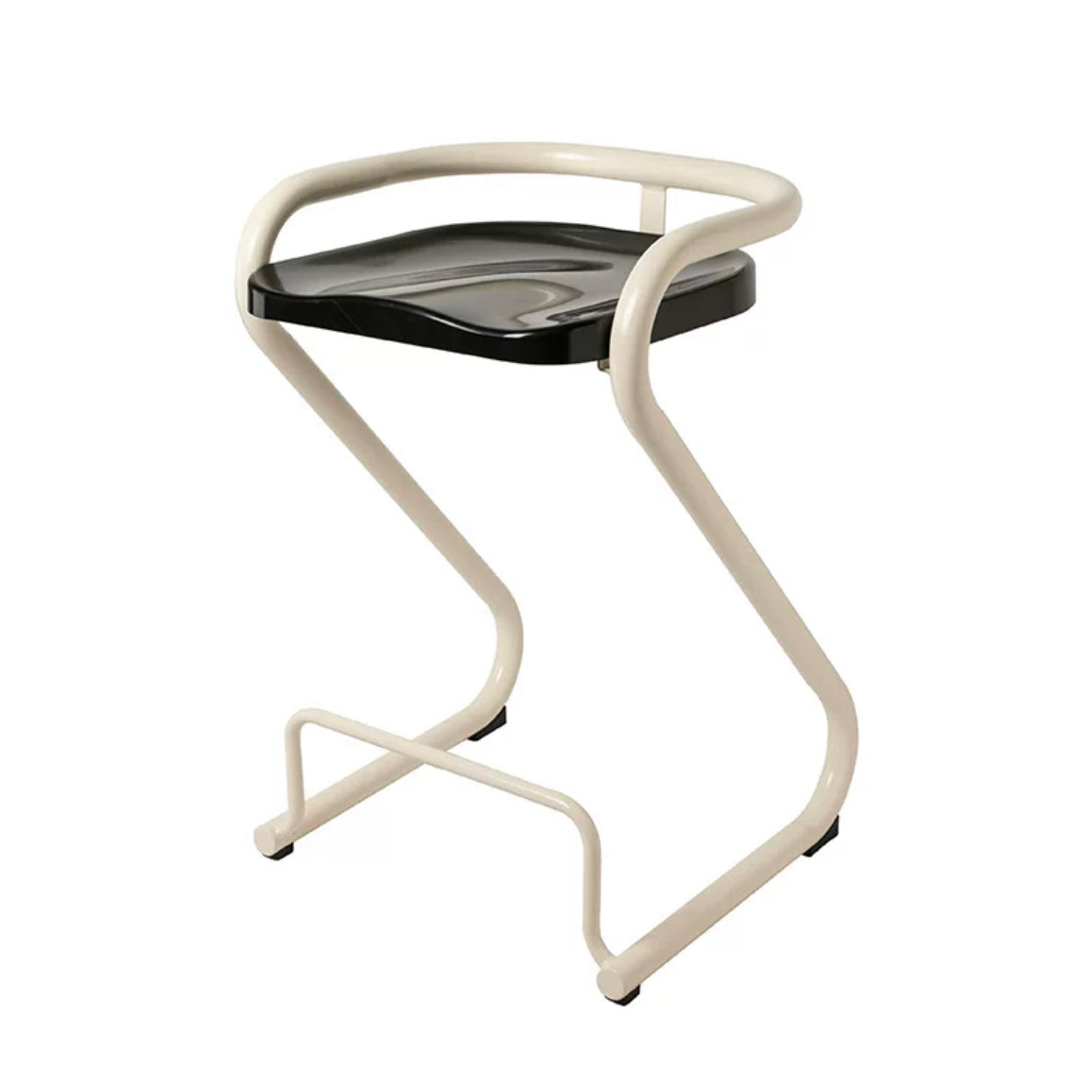 Contoured Seat Dining Stool Low Back Bar Stool with Metal Base