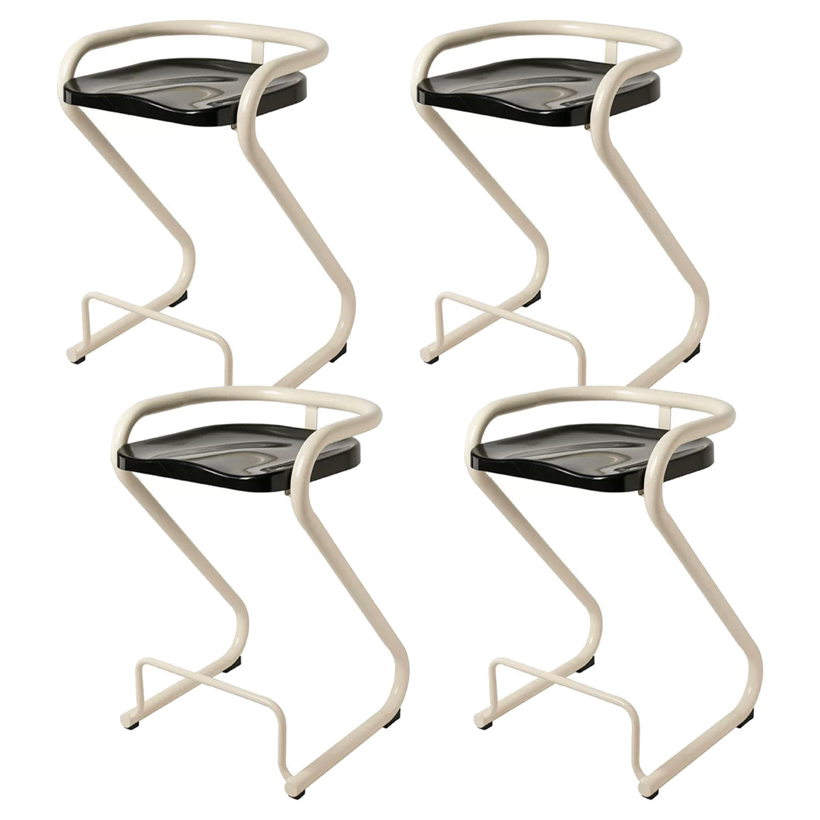 Contoured Seat Dining Stool Low Back Bar Stool with Metal Base