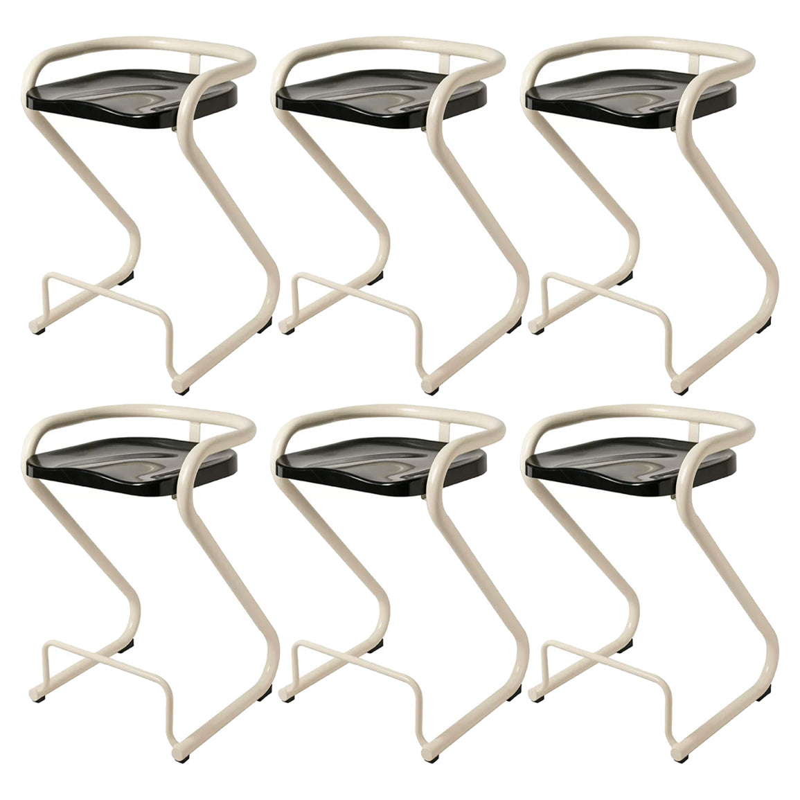 Contoured Seat Dining Stool Low Back Bar Stool with Metal Base