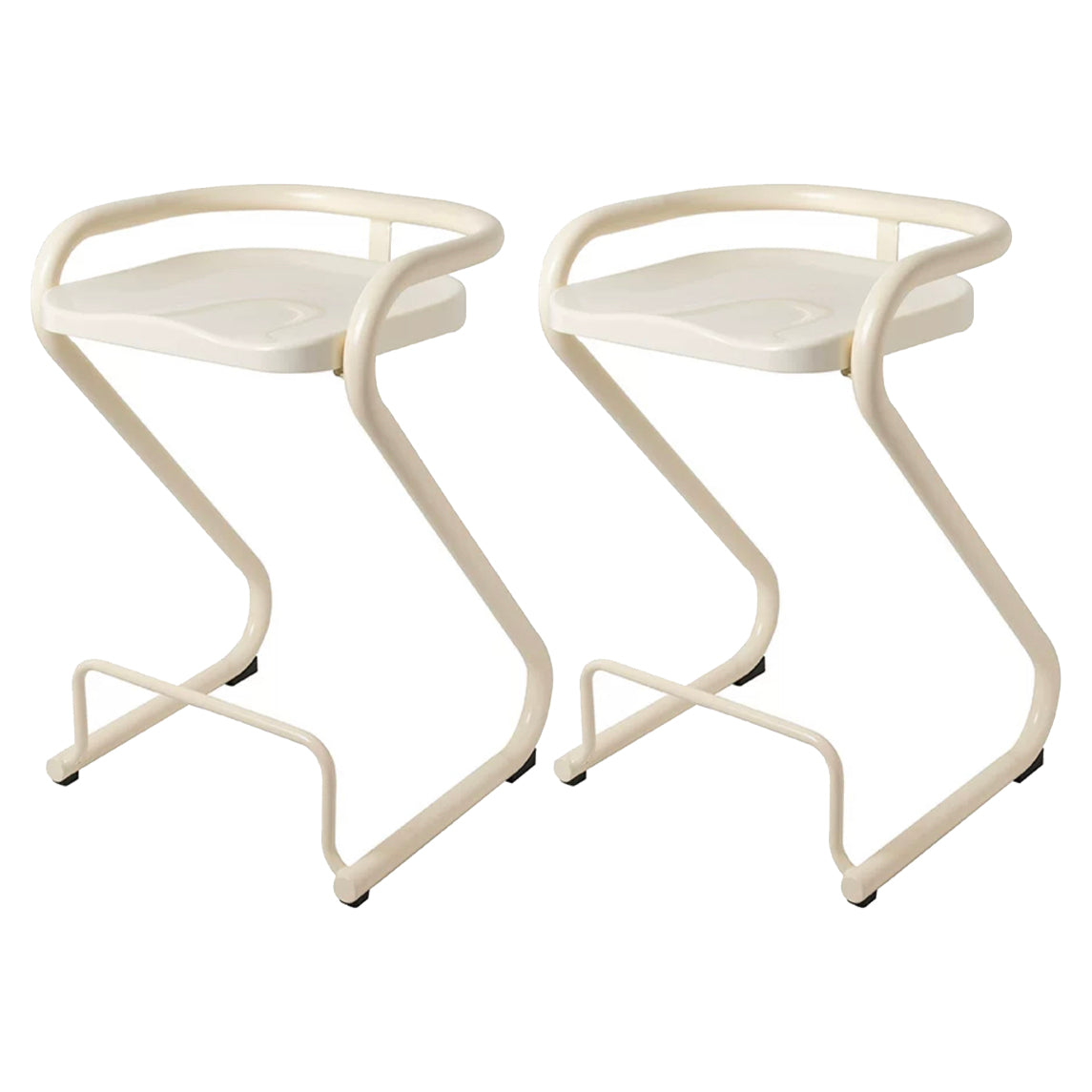 Contoured Seat Dining Stool Low Back Bar Stool with Metal Base