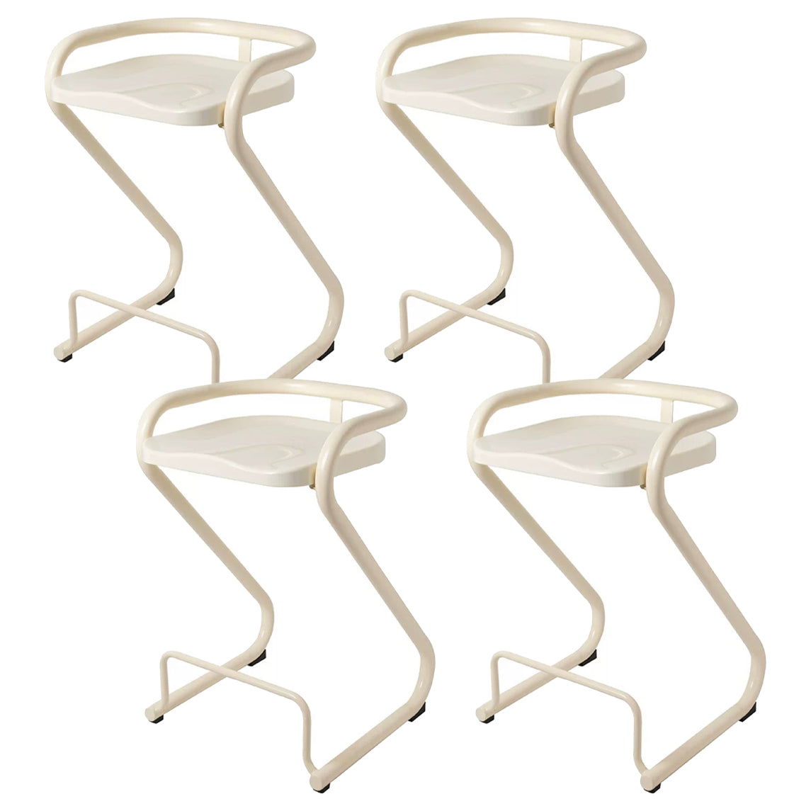 Contoured Seat Dining Stool Low Back Bar Stool with Metal Base