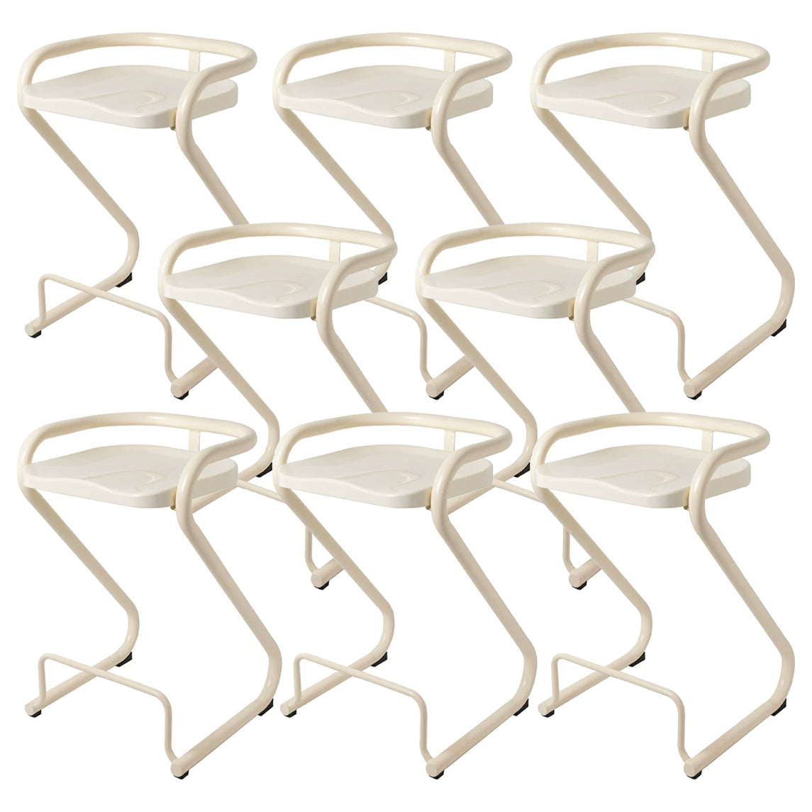 Contoured Seat Dining Stool Low Back Bar Stool with Metal Base
