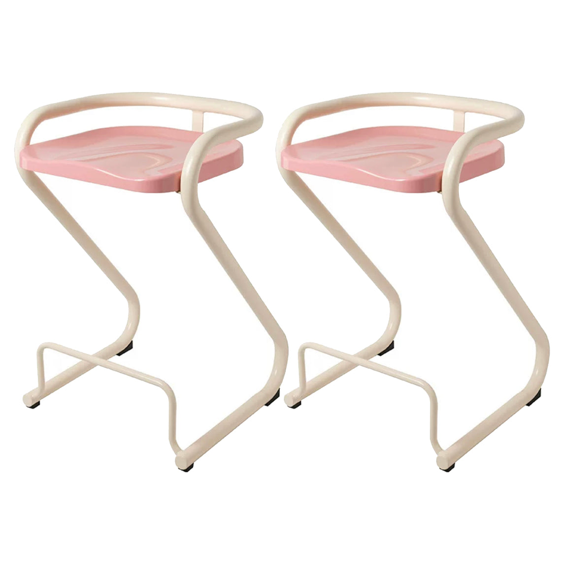 Contoured Seat Dining Stool Low Back Bar Stool with Metal Base