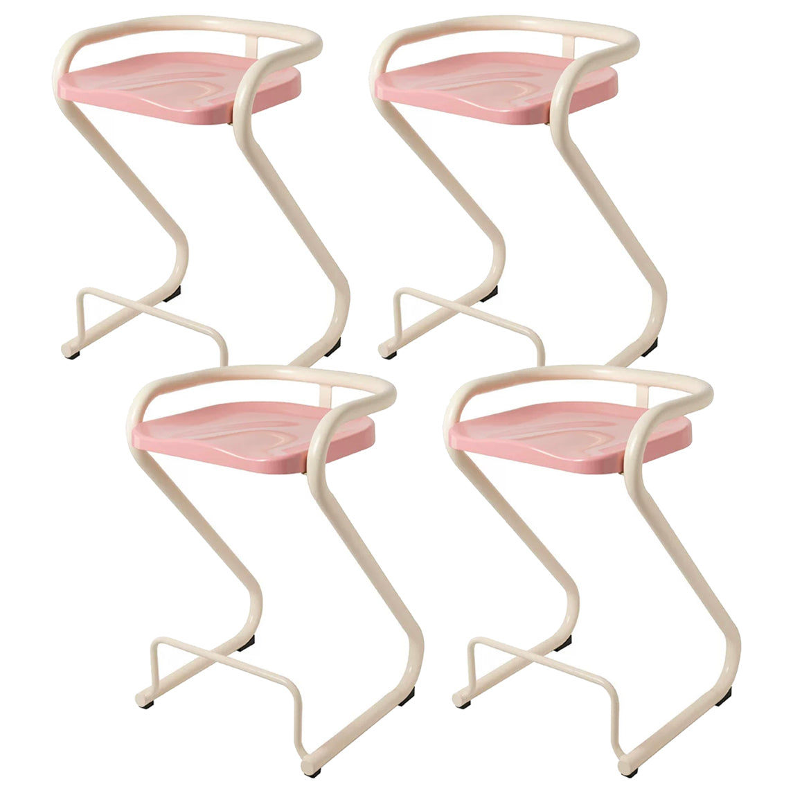Contoured Seat Dining Stool Low Back Bar Stool with Metal Base