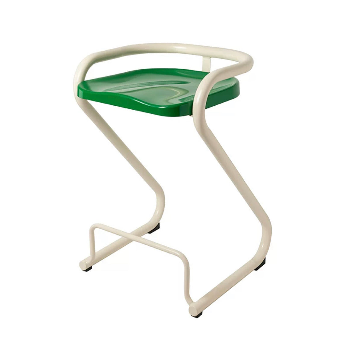 Contoured Seat Dining Stool Low Back Bar Stool with Metal Base