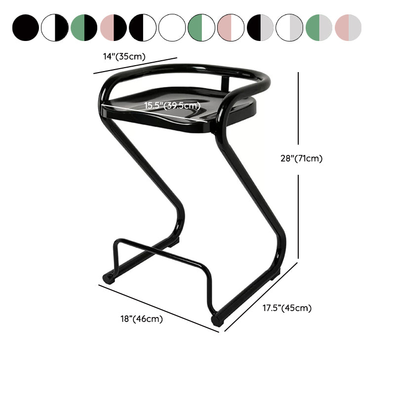 Contoured Seat Dining Stool Low Back Bar Stool with Metal Base