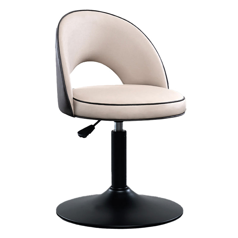 Swivel Adjustable Height Bar Stools Glam Style Faux Leather Bar Stool with Black Base