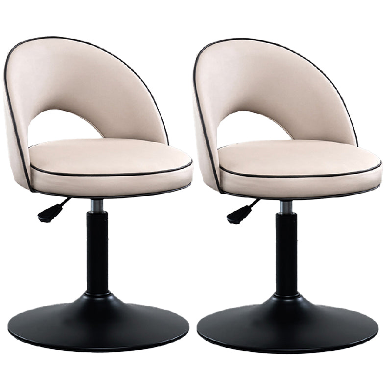 Swivel Adjustable Height Bar Stools Glam Style Faux Leather Bar Stool with Black Base