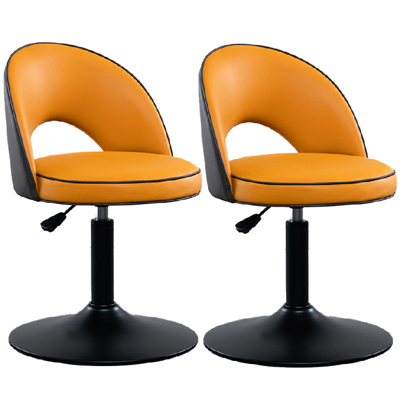 Swivel Adjustable Height Bar Stools Glam Style Faux Leather Bar Stool with Black Base