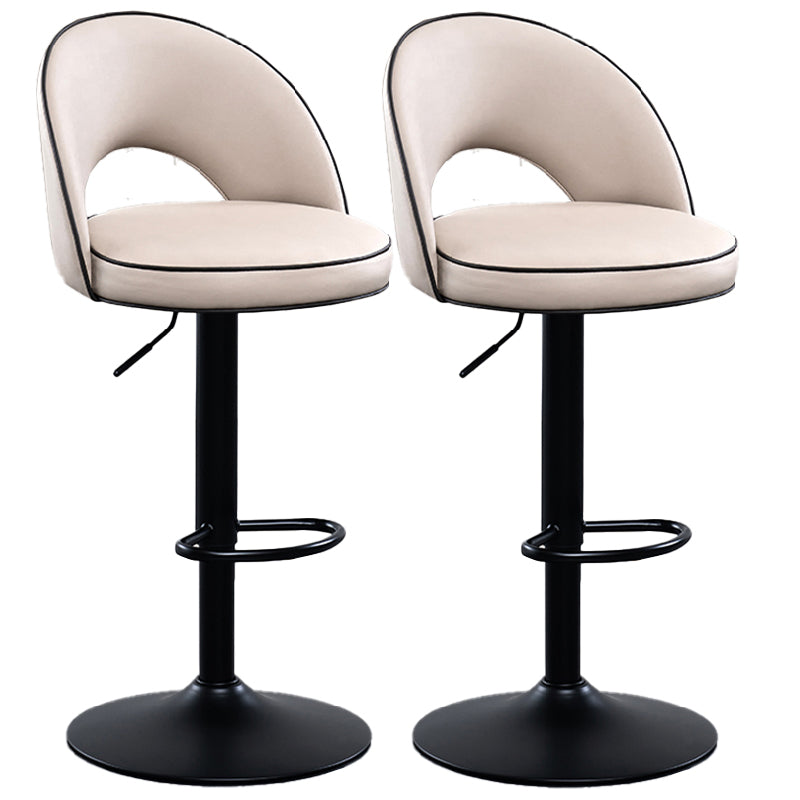 Swivel Adjustable Height Bar Stools Glam Style Faux Leather Bar Stool with Black Base