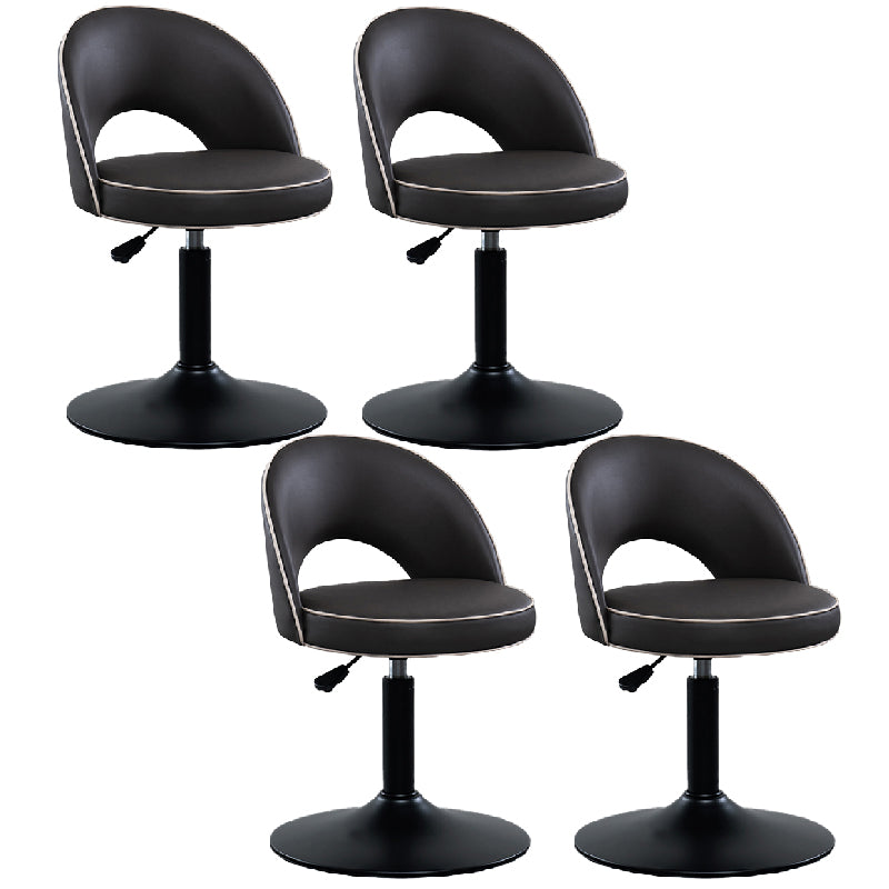 Swivel Adjustable Height Bar Stools Glam Style Faux Leather Bar Stool with Black Base