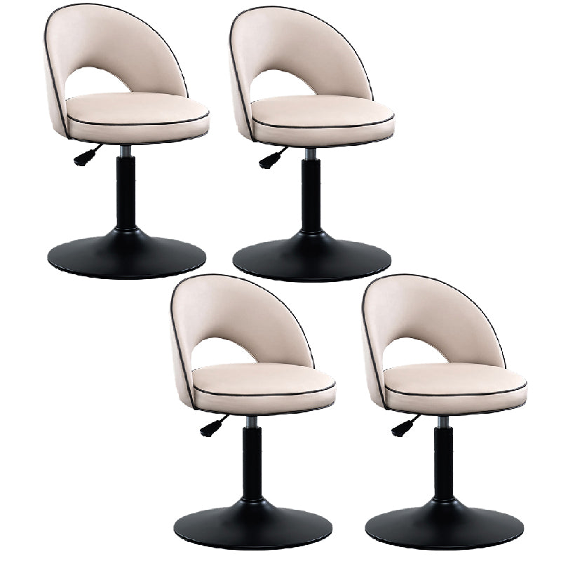 Swivel Adjustable Height Bar Stools Glam Style Faux Leather Bar Stool with Black Base