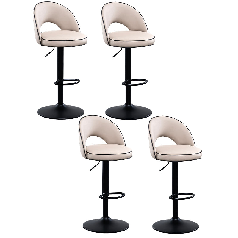 Swivel Adjustable Height Bar Stools Glam Style Faux Leather Bar Stool with Black Base