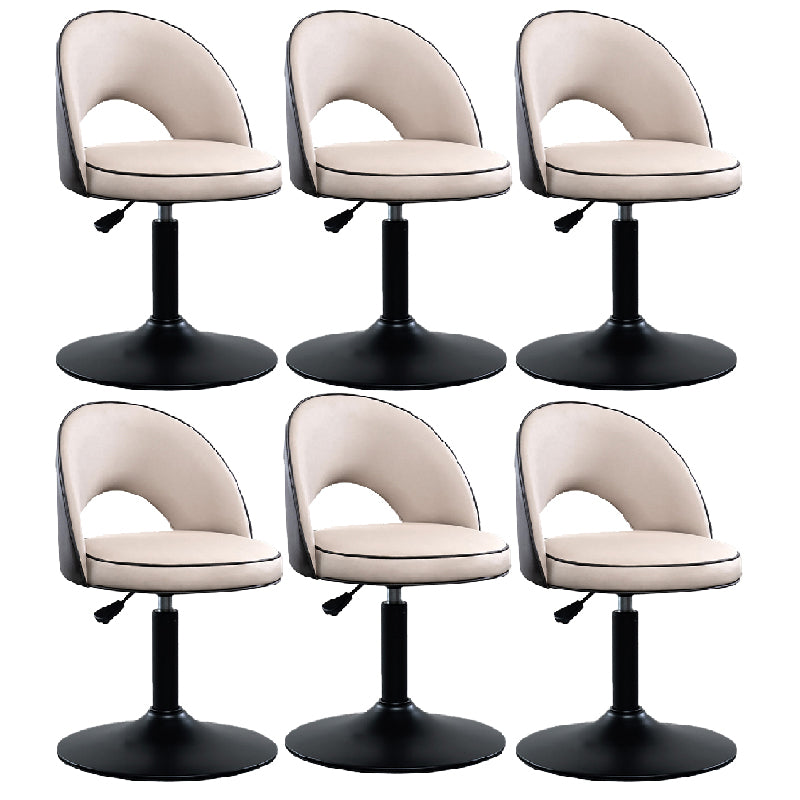 Swivel Adjustable Height Bar Stools Glam Style Faux Leather Bar Stool with Black Base