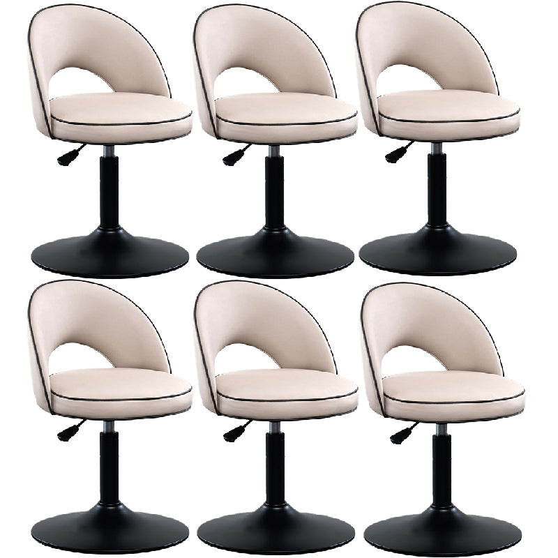 Swivel Adjustable Height Bar Stools Glam Style Faux Leather Bar Stool with Black Base