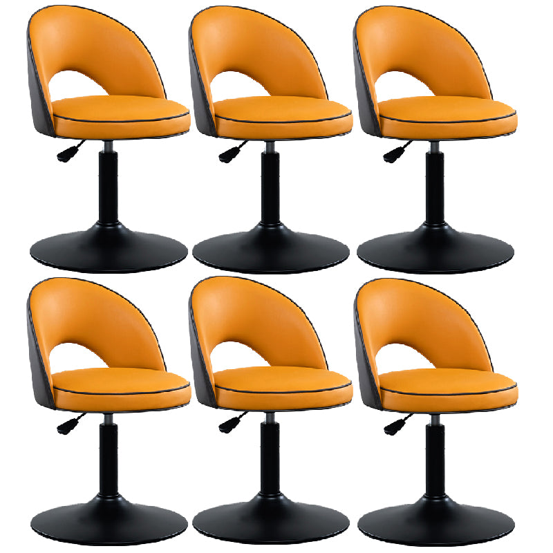 Swivel Adjustable Height Bar Stools Glam Style Faux Leather Bar Stool with Black Base